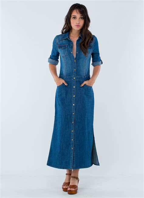 long sleeve denim maxi dress